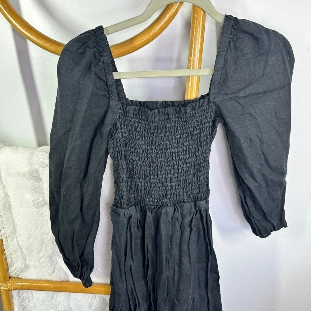 J. Crew Black Midi Linen Dress sz XS
